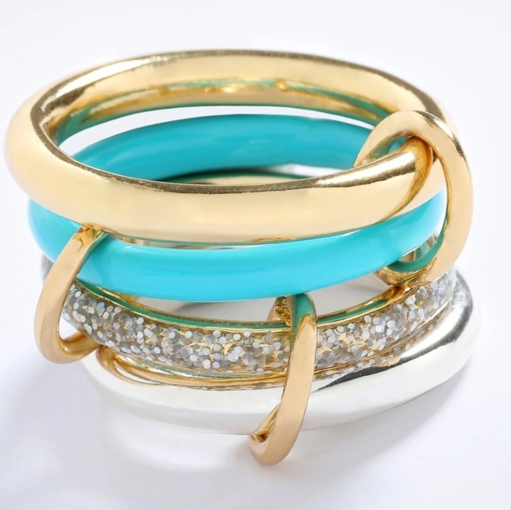 Emma Pills Endless Summer Ring 18k GP Sterling Silver Multi Color Size 8 New